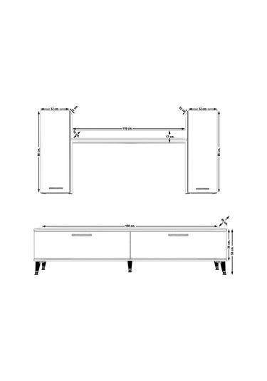 Decoraktiv Eko 7 Slm Std Silver Tv Ünitesi Tv Sehpası Beyaz