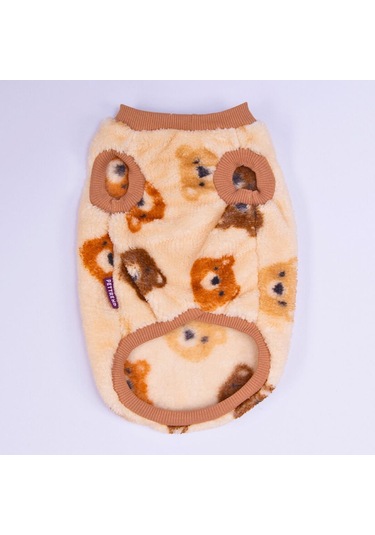 Bubu Cozy Peluş Sweat Ayı Desenli Kedi Köpek Sweati Kedi Köpek Kıyafeti Köpek Peluş Kolsuz Sweat Sıcak Tutan Süveter