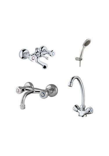 Erce Klasik Banyo Sabit Lavabo + Eviye Bataryası Duş Takımı