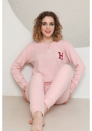 Sleeproom Fitilli Mevsimlik Kadin Pijama Takim Pudra