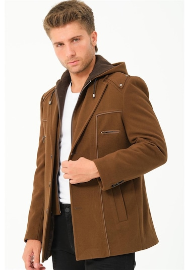 K7532 Dewberry Erkek Kaban-düz Camel Düz Camel