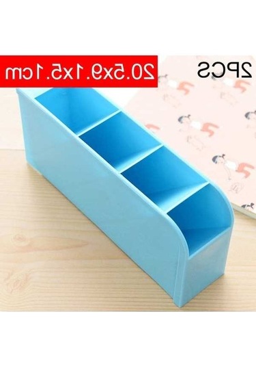 Willowhaven 2 Adet Çok Fonksiyonlu 4 Izgara Masaüstü Kalemlik Ofis Okul Plastik Kutu Masa Kalem Organizatör Mavi Mavi