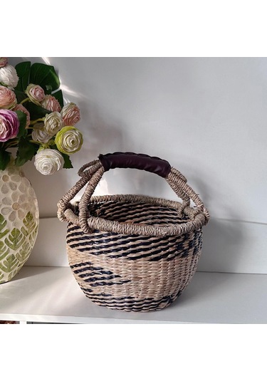 Homyl El Dokuması Piknik Sepeti Açık Seyahat Pazarı Için Siyah