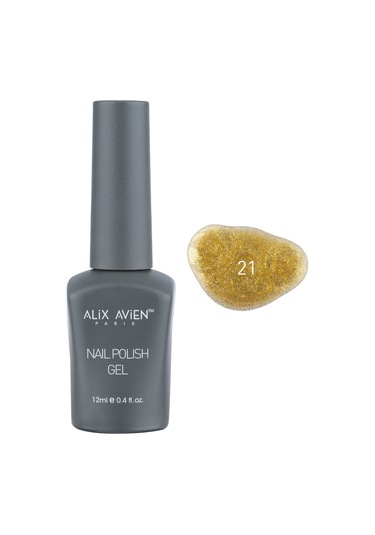 Alix Avien Uv Kalıcı Sarı Simli Jel Oje 21 Gel Polish 12 Ml