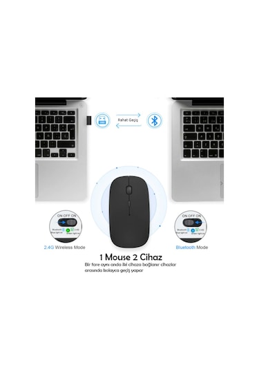 Alfalink AL-BT15 Bluetooth Wireless Şarjlı Sessiz Tuşlu Kablosuz Mouse Siyah