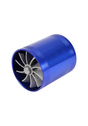 Ximistore9 Araç İçin Çift Lüftü Turbofan Mavi - Güç Artırıcı, Yakıt Tasarrufu, Alüminyum Gövde