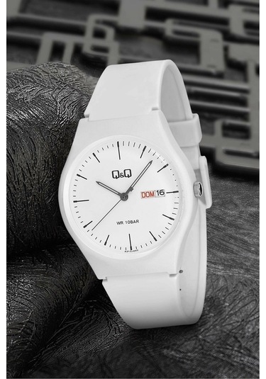 Q&Q QCG21202 Beyaz Su Geçirmez Çift Takvimli Unisex Kol Saati