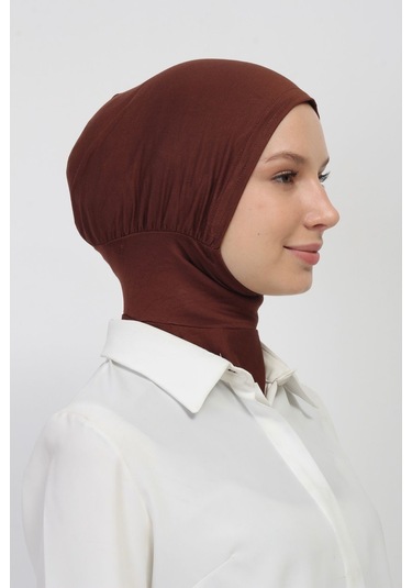 Pratik Esnek Likralı Boyunluklu Geçmeli Bone Çikolata