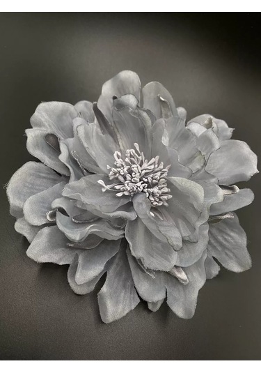 Amely Rid Kumaştan Büyük Çiçek Fiyonk Broş Tokalı 236336077 Gri