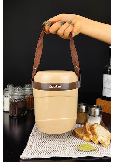 Digithome Ckr3146 Paslanmaz Çelik Hazneli 3'lü Yemek Termosu 1,2 L Bej