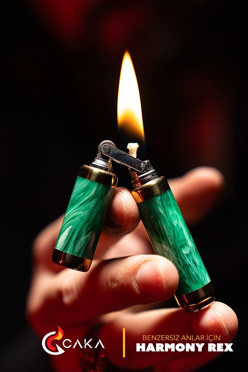 Caka Lighter Harmony Rex Koyu Yeşil Benzinli Çakmak Yeşil