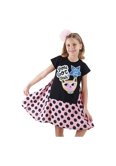 Denokids Havalı Kedi Kız Çocuk Elbise Renkli Çok Renkli