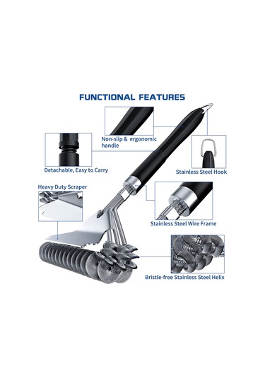 Dianziye Çelik Teli Isı Dayanıklı Barbekü Grid Temizleme Fırça - Kolay Temizlenir Dışarıda/içeride Kullanım Gümüş