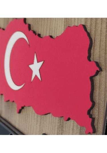 Türkiye Haritası Kırmızı Mdf Duvar Tablosu 50cmx22cm -