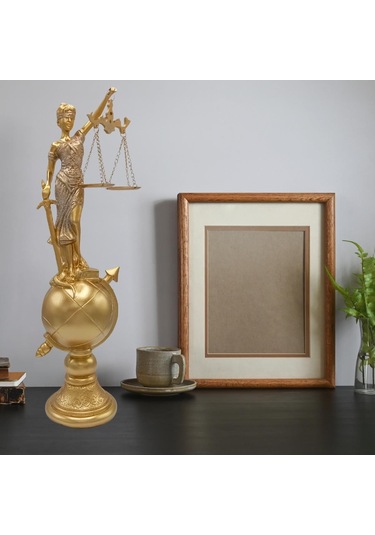 Themis Adalet Terazisi Heykeli Ve Dünya Biblo Gold 37cm