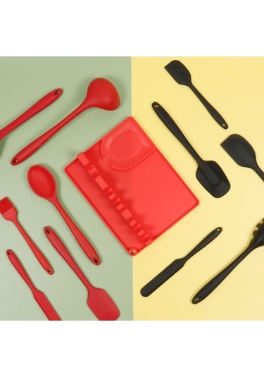 Dancemonkey 2'si 1 Arada Mutfak Silikon Kaşıklık Raf Orta Boy Kırmızı - Küçük Ebatlı Kırmızı