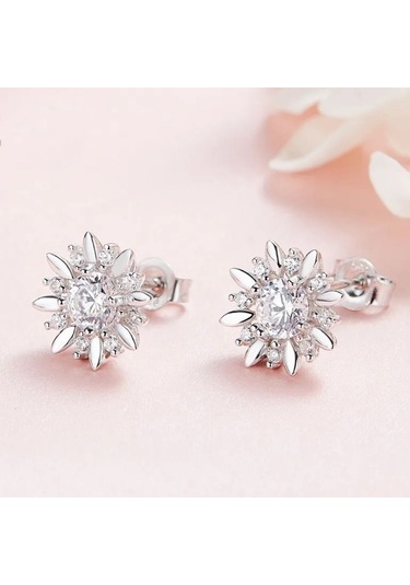 Monemel Kristal Taşlı Kırmızı Köpekli Küpe Altın Kaplama E02401 Gümüş - Rodyum