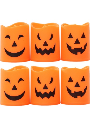 Cadılar Bayramı Dekorasyonu 6 Adet Cadılar Bayramı Mumları, Led Mumlar, Pil İle Çalışan Led Çay Işıkları Cadılar Bayramı Ev Dekorasyonu İçin Çok Renkli