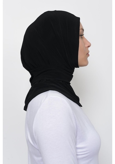 Çıtçıtlı Hazır Eşarp Hijap Siyah