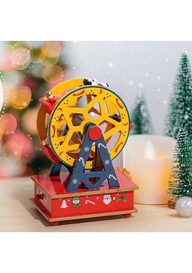 Suntek Yılbaşı Müzik Kutusu Tekerlek Masaüstü Süsü Sarı