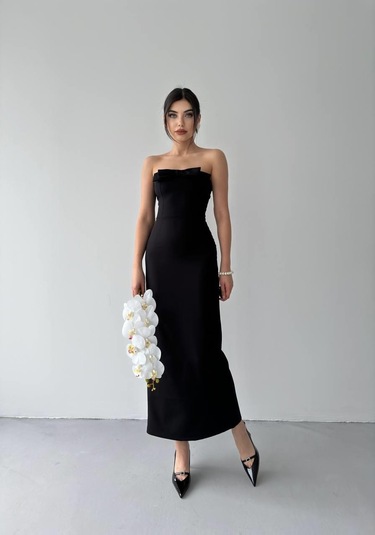 S-pazarım Önü Kurdaleli Kaelm Elbise Siyah