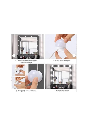 10 Lu Makyaj Masası Banyo Aynası Giyim Odası Aydınlatma Hollywood Tarzı Nostaljik Led Lamba 3 Mod