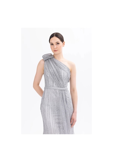 İlmio Bayan Abiye Elbise 3841042 Gri Gri