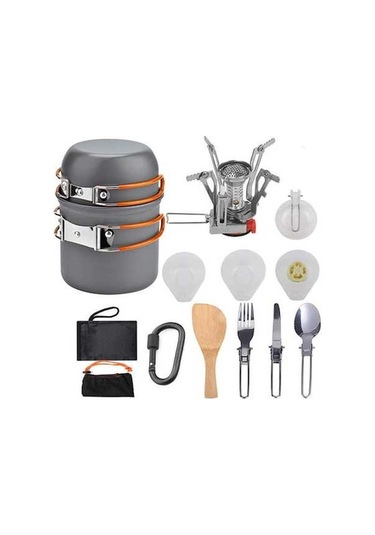 Createtech Taşınabilir Turuncu Yürüyüş Tenceresi Skycıty Seti, Piknik & Kamp İçin Alümina Aksesuar - Eb Turuncu