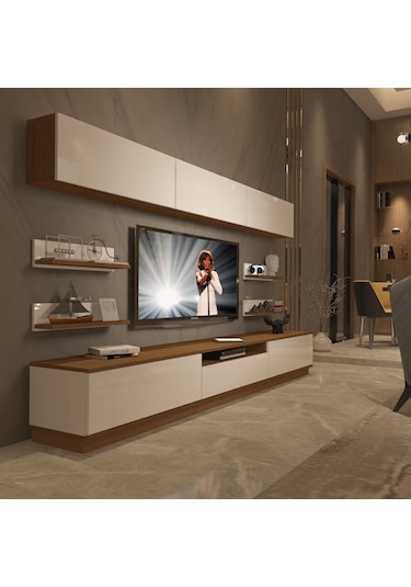 Decoraktiv Trendstyle 8ys Mdf Tv Ünitesi Tv Sehpası Ceviz - Beyaz