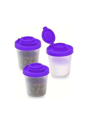 Trendooze Gaojunshop01 Kırmızı Kapaklı Nem Geçirmez Baharatlık Tuz Biberlik Set, Kamp Piknik İçin Mor