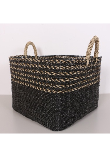 Karadeniz Muz Lif El Yapımı Yuvarlak Büyük Sepet 47x50x45 Cm Siyah