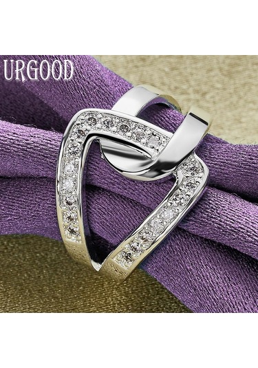 925 Ayar Gümüş Geometrik Aaa Zirkon Yüzük Moda Takı