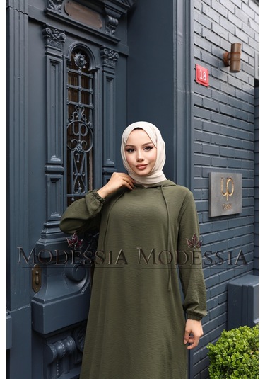 Kadın Haki Aerobin Uzun Kapşonlu İkili Takım T0216 Haki