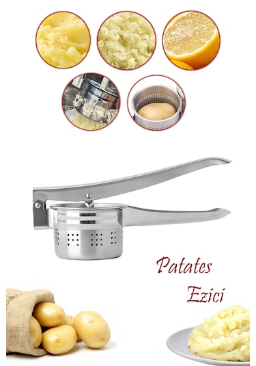 Porsima 76850 Patates Ezici Paslanmaz Metal Patates Ezici Püre Yapıcı Patates Ezeceği 27cm