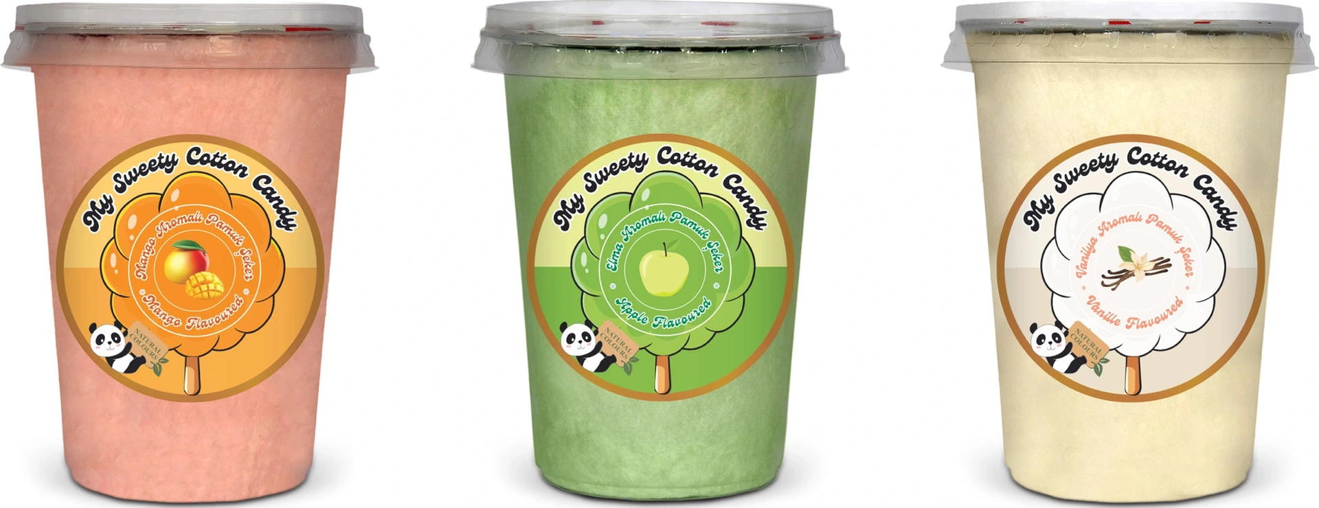 Mango, Elma, Vanilya Aromalı 3'lü Gurme Pamuk Şekerler