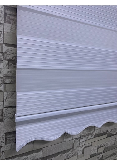 Beyaz Renk Geniş Plise Zebra Stor Perde Tüm Ölçülerde (82113405)