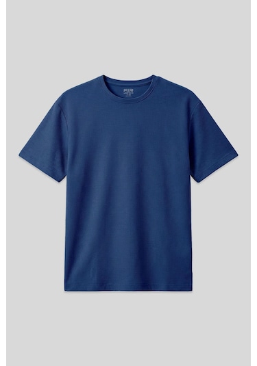 Oversize Fit Basic 3lü Paket Siyah-kırmızı-parlament Erkek T-shirt - 88379 Siyah - Mavi