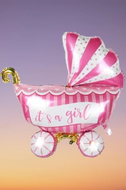 Folyo Balon 30'' İnç 77 Cm Bebek Puset Pembe Cinsiyet Partisi Baby Shower Bebek Partisi Diğer