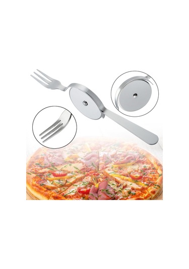 Suntek Çatallı Pratik Pizza Kesici Gümüş