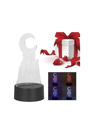 Goldenqian 3d Işık, Ay Rüzgar Çanı Akrilik Dokunmatik Anahtar Led Gece Lambası Usb Powered 7 Renk Çevre Dostu Düğün Için Yatak Odası Için Jdısıp Siyah