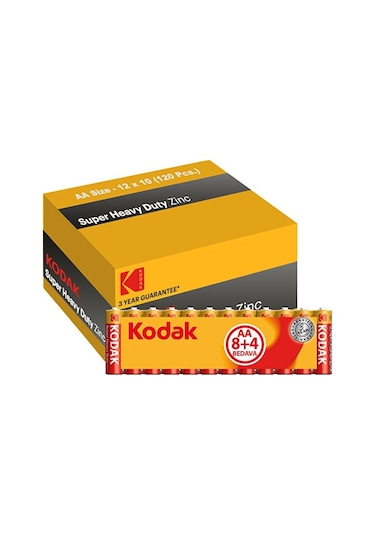 Kodak Çinko Karbon 120 Adet Aa Shrink Kalem Pil 8+4 Lü Paket X 10 Ad.
