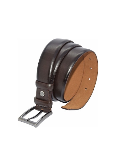 3.5 Cm. Klasik Hakiki Deri Düz Renk Kemer Koyu Kahve Kahverengi