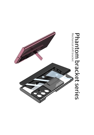 Gkk Samsung Galaxy Uyumlu S24 Ultra Telefon Kılıfı Galvanik Çizilmeye Dayanıklı Kickstand Koruyucu Kılıf