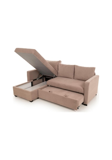 Pafu Kado Yataklı Köşe Koltuk Takımı - Bohem Vizon Vizon