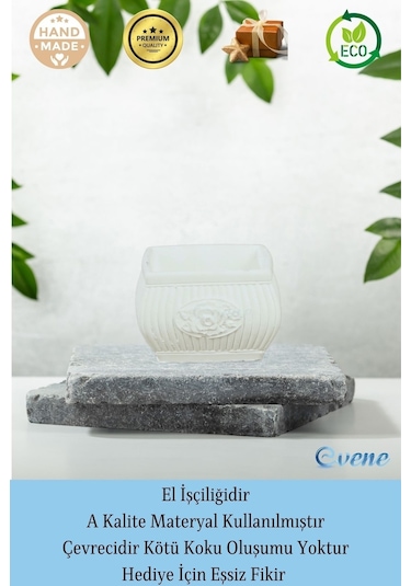 Eskitme Mumluk Şamdan Tealight Mum Uyumlu Mini Çizgili Çiçekli Model - Beyaz
