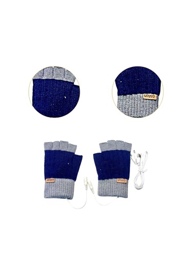 Suntek Usb Isıtmalı Eldivenler Bilgisayar Ofis İşi Mavi Mavi