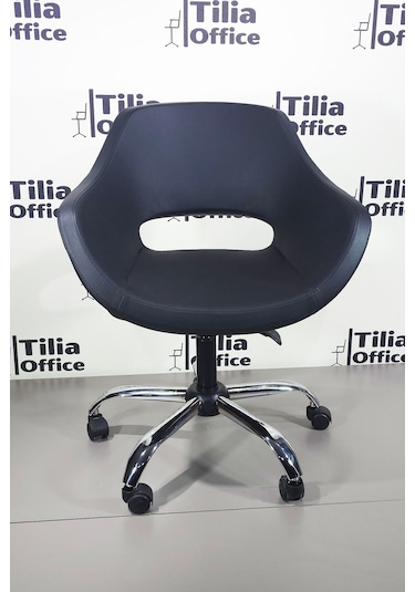 Monaco Çalışma Kesim Koltuğu Yonca Tekerlekli Krom Ayak Siyah