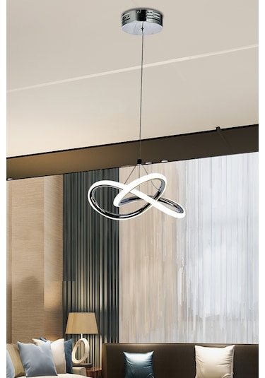 Burenze Modern Tekli Sarkıt Power Led Avize Krom Beyaz Işık Ledli Avize -burenze151 Krom