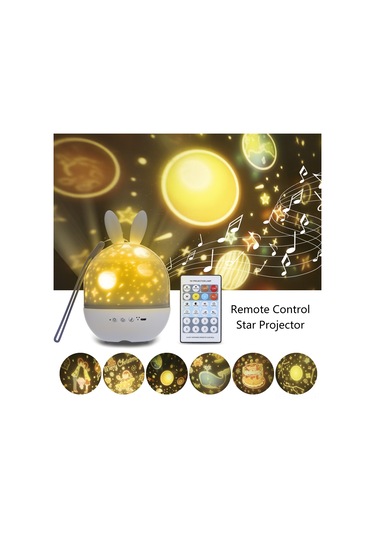 Ximistore9 Tomshine Usb Projeksiyon Lambası: 6 Film, 8 Müzik, Uzaktan Kumandalı Çocuk Gece Işığı