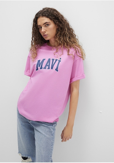 Mavi - Mavi Logo Baskılı Pembe Tişört 1600843-71033 Pembe